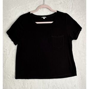 Splendid Womens Black Top Shirt S Short Sleeve Pocket